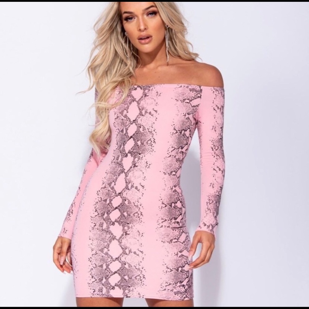 Baby pink snake print dress
